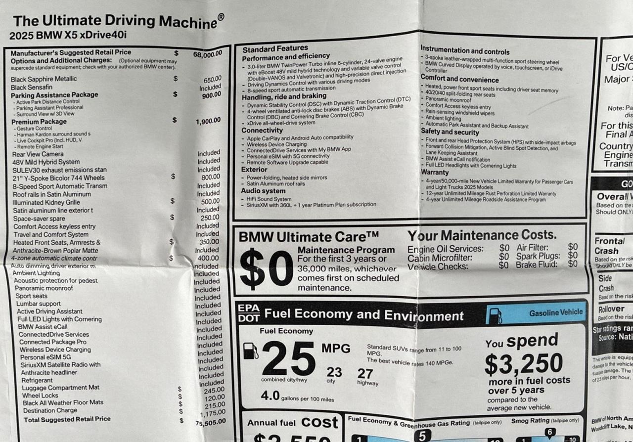 2025 BMW X5 xDrive40i, Parking Assistance Pkg, Premium Pkg, 4-Zone Climate, Houston TX 2025 BMW X5 xDrive40i, Parking Assistance Pkg, Premium Pkg, 4-Zone Climate, Houston TX