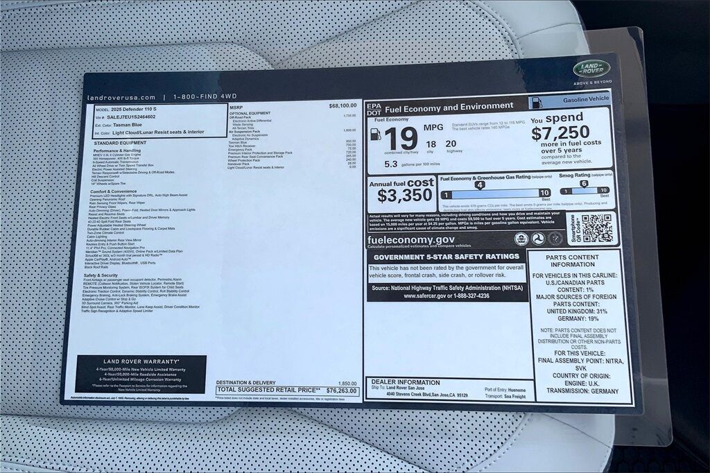 2025 Land Rover Defender 110 S San Jose CA