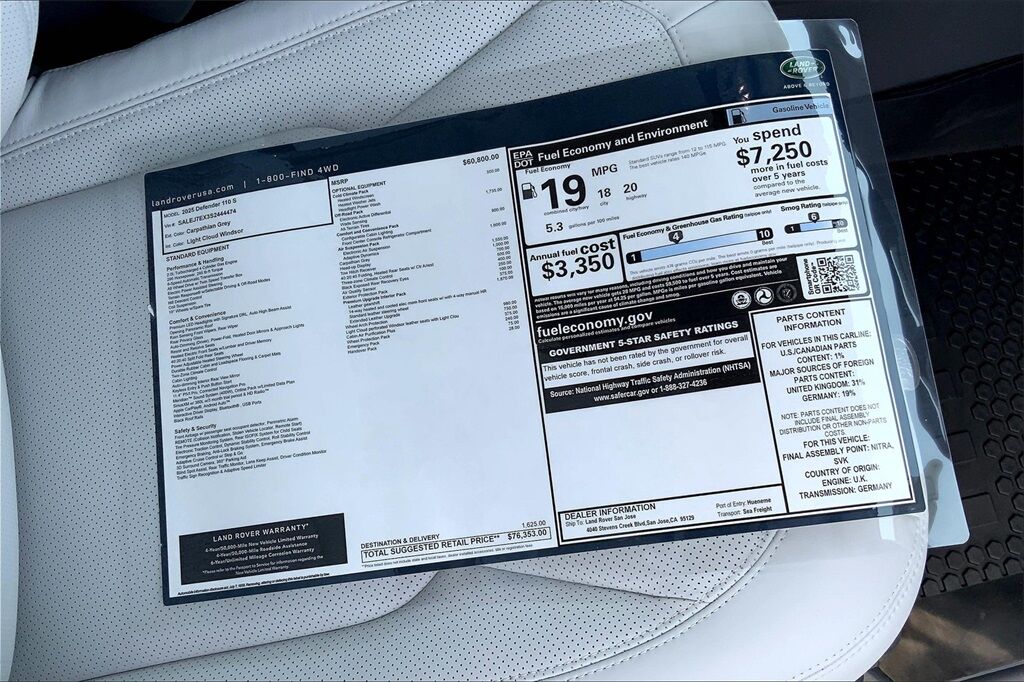 2025 Land Rover Defender 110 S San Jose CA