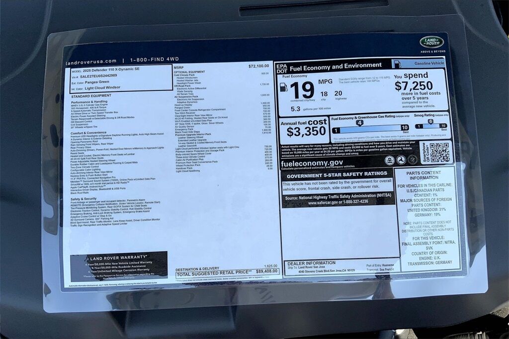 2025 Land Rover Defender 110 X-Dynamic SE San Jose CA