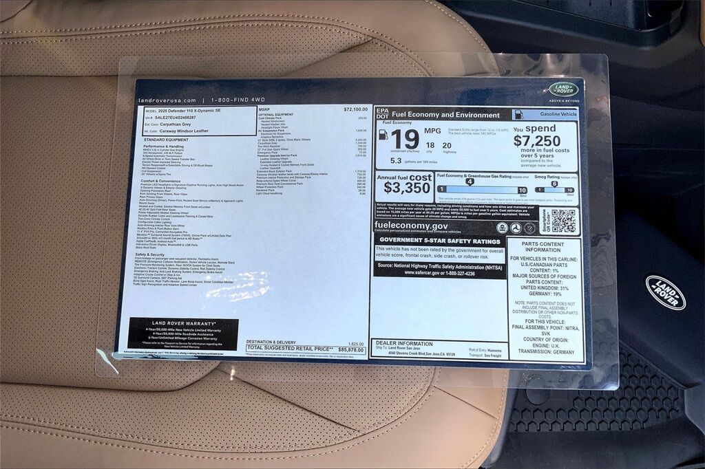 2025 Land Rover Defender 110 X-Dynamic SE San Jose CA