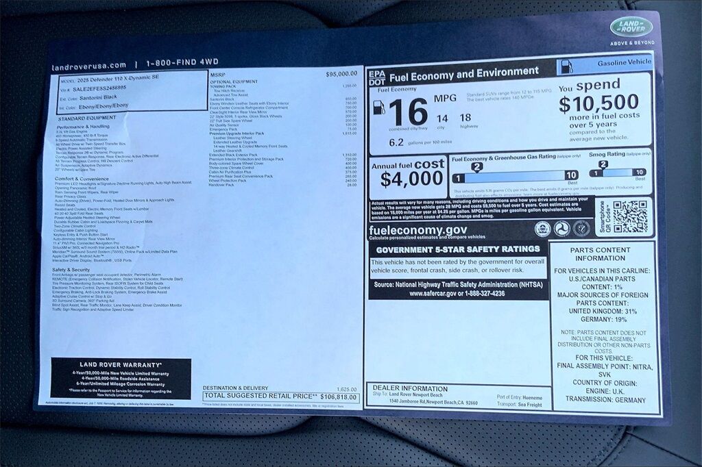 2025 Land Rover Defender 110 X-Dynamic SE San Jose CA