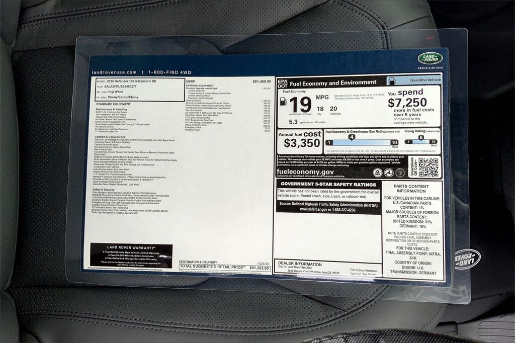 2025 Land Rover Defender 130 X-Dynamic SE San Jose CA