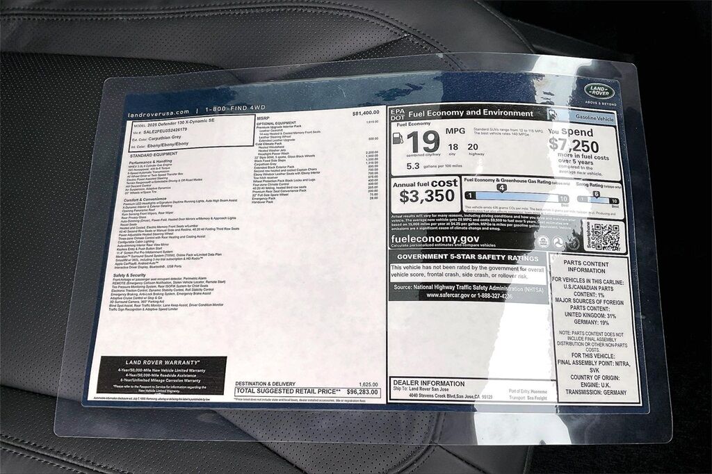 2025 Land Rover Defender 130 X-Dynamic SE San Jose CA