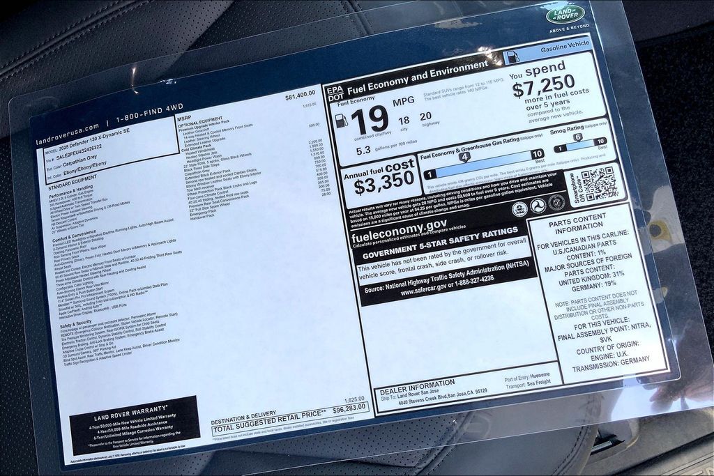 2025 Land Rover Defender 130 X-Dynamic SE San Jose CA