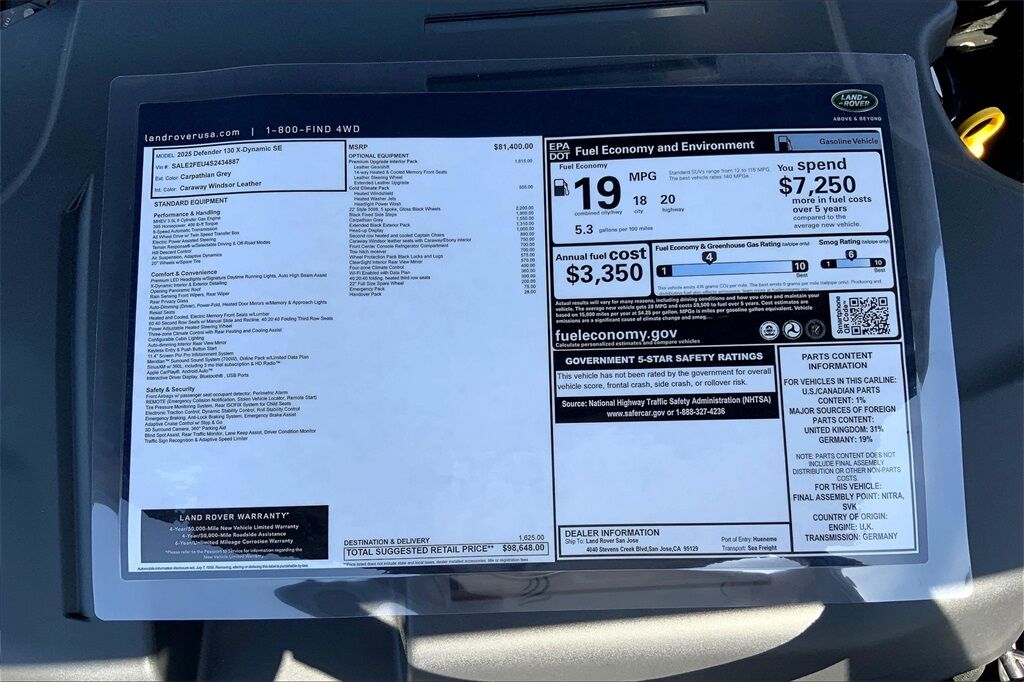 2025 Land Rover Defender 130 X-Dynamic SE San Jose CA