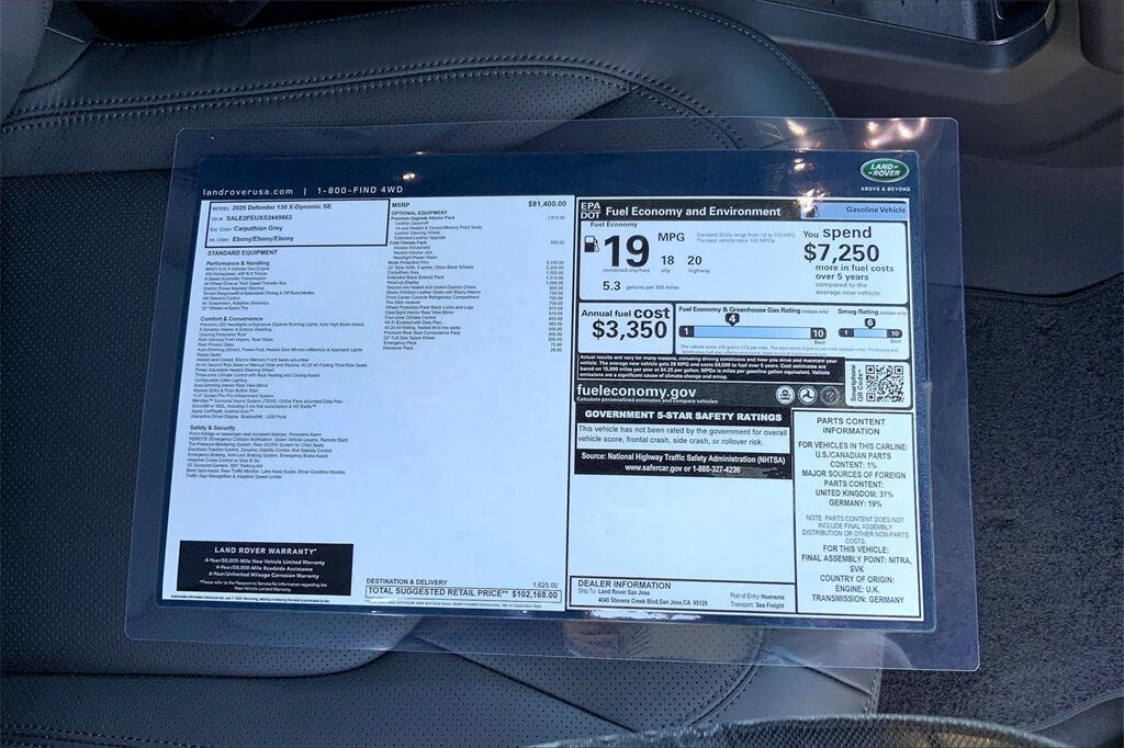 2025 Land Rover Defender 130 X-Dynamic SE San Jose CA