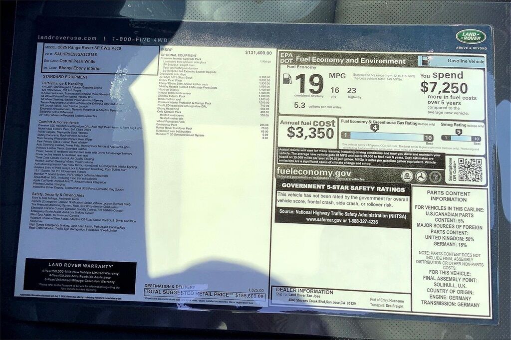 2025 Land Rover Range Rover SE San Jose CA