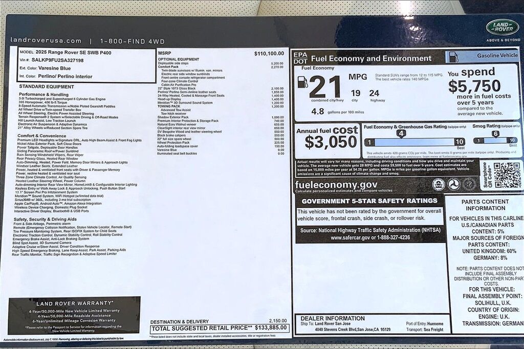 2025 Land Rover Range Rover SE San Jose CA