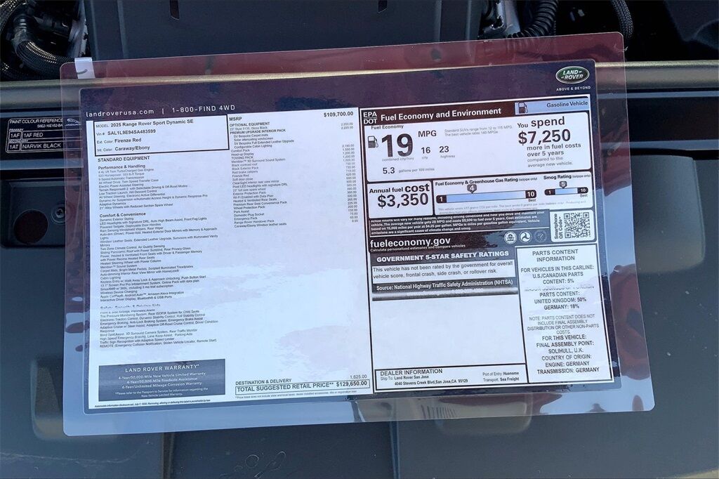 2025 Land Rover Range Rover Sport Dynamic SE San Jose CA