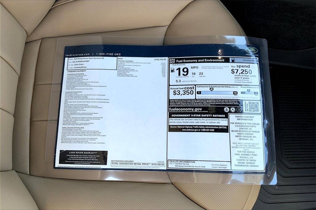2025 Land Rover Range Rover Sport Dynamic SE San Jose CA