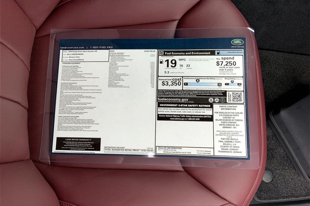 2025 Land Rover Range Rover Sport Dynamic SE San Jose CA