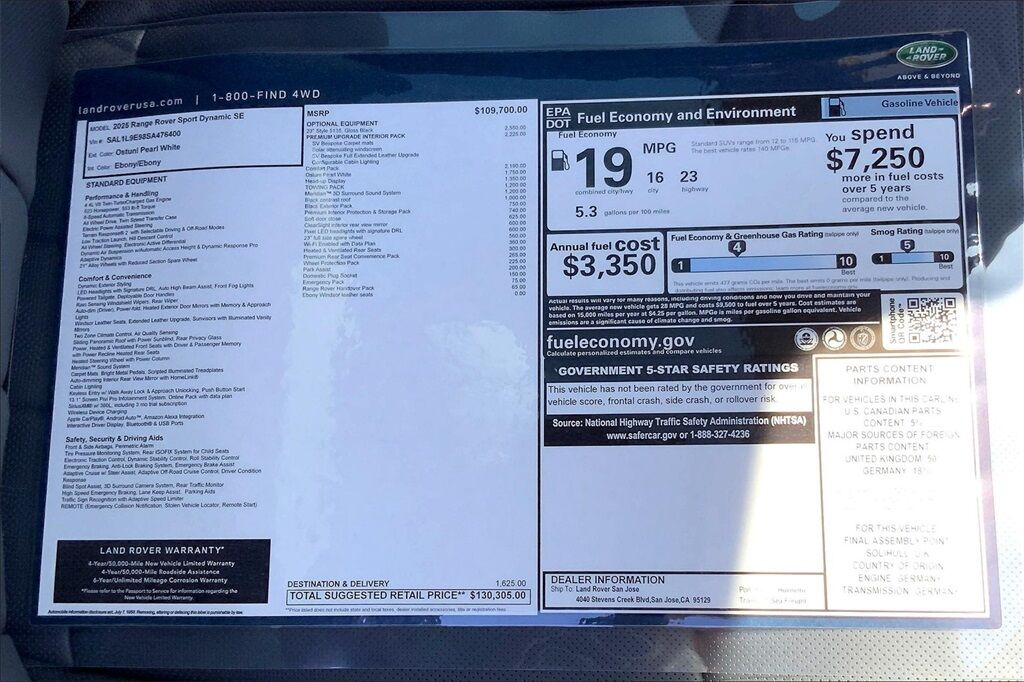 2025 Land Rover Range Rover Sport Dynamic SE San Jose CA