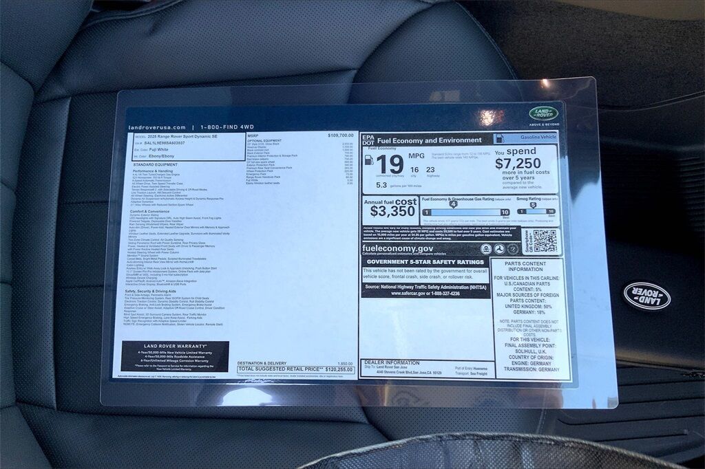 2025 Land Rover Range Rover Sport Dynamic SE San Jose CA