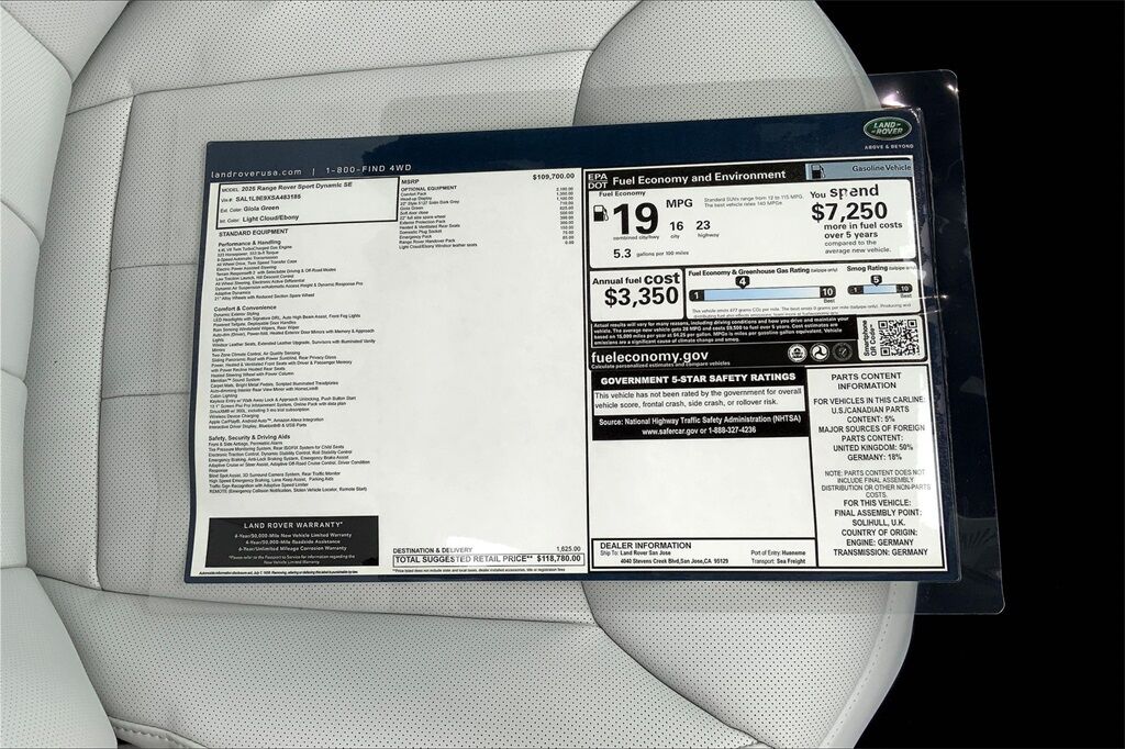 2025 Land Rover Range Rover Sport Dynamic SE San Jose CA
