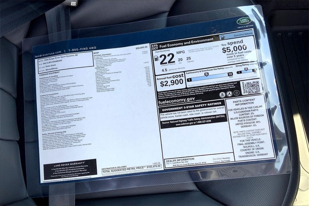 2025 Land Rover Range Rover Sport Dynamic SE San Jose CA