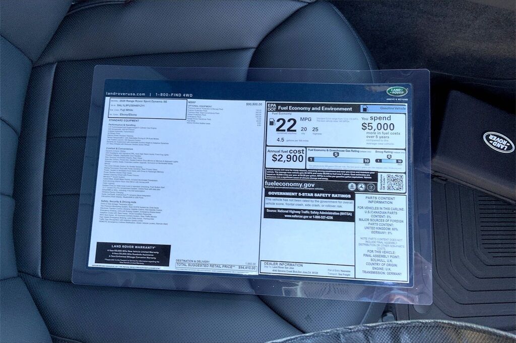 2025 Land Rover Range Rover Sport Dynamic SE San Jose CA