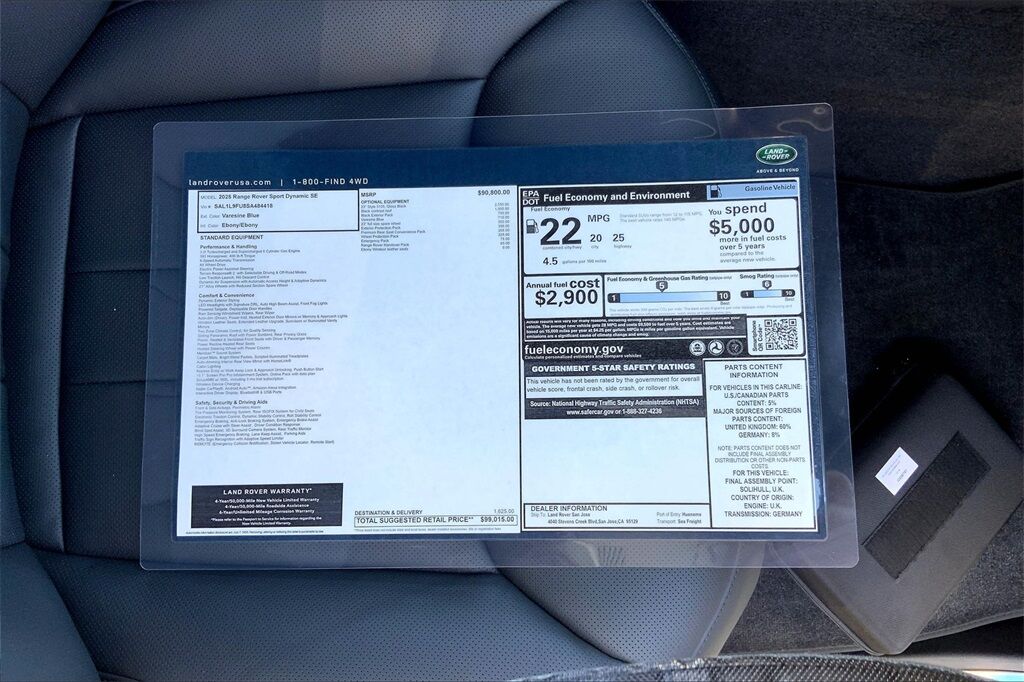 2025 Land Rover Range Rover Sport Dynamic SE San Jose CA