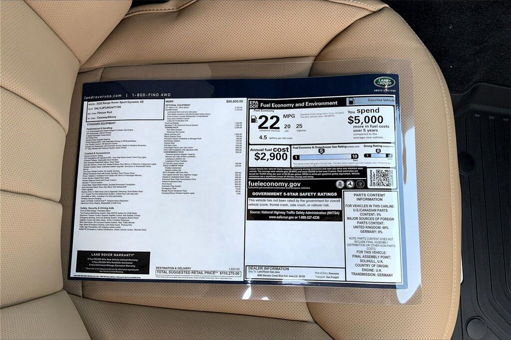 2025 Land Rover Range Rover Sport Dynamic SE San Jose CA