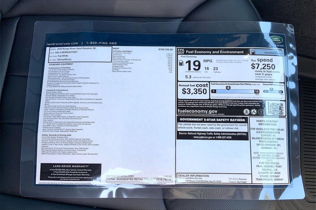 2025 Land Rover Range Rover Sport Dynamic San Jose CA