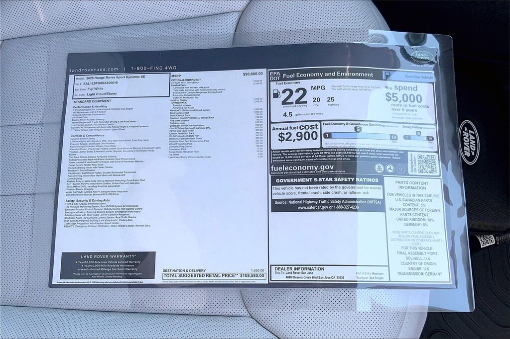 2025 Land Rover Range Rover Sport Dynamic San Jose CA