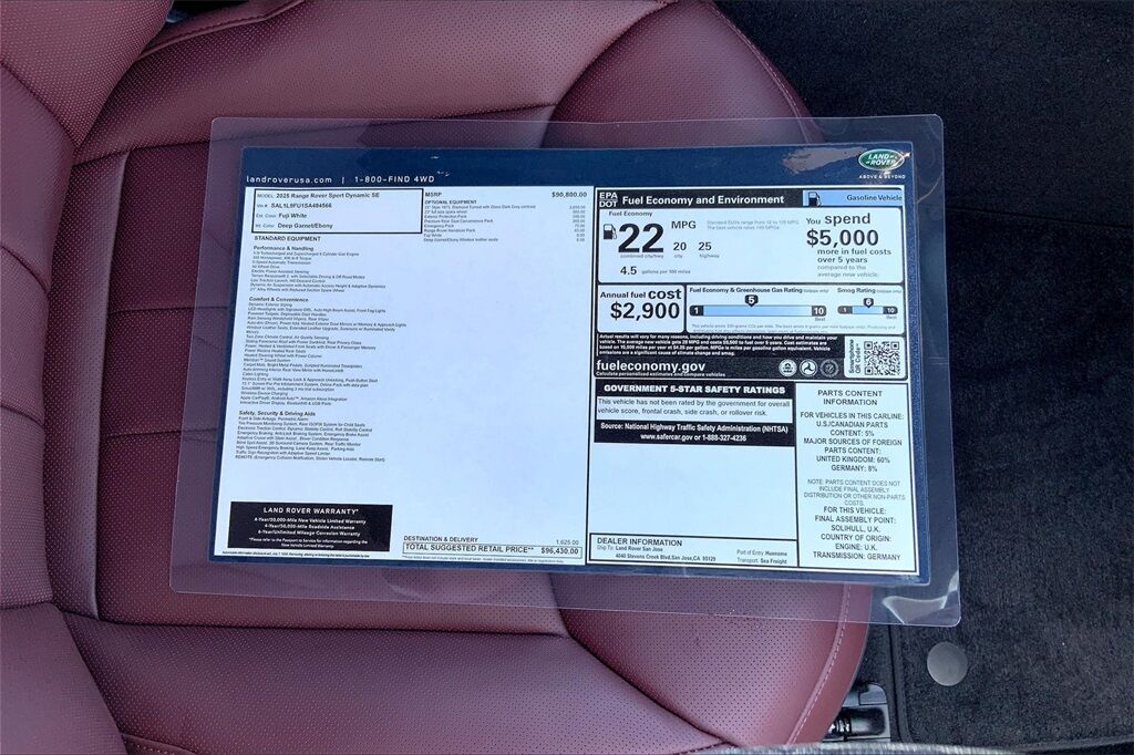 2025 Land Rover Range Rover Sport Dynamic San Jose CA