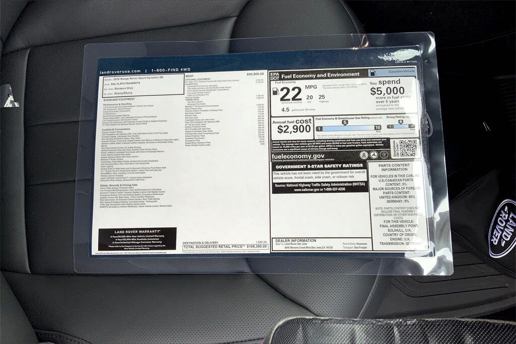 2025 Land Rover Range Rover Sport Dynamic San Jose CA