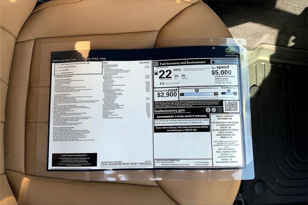2025 Land Rover Range Rover Sport Dynamic San Jose CA