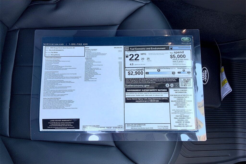 2025 Land Rover Range Rover Sport Dynamic San Jose CA