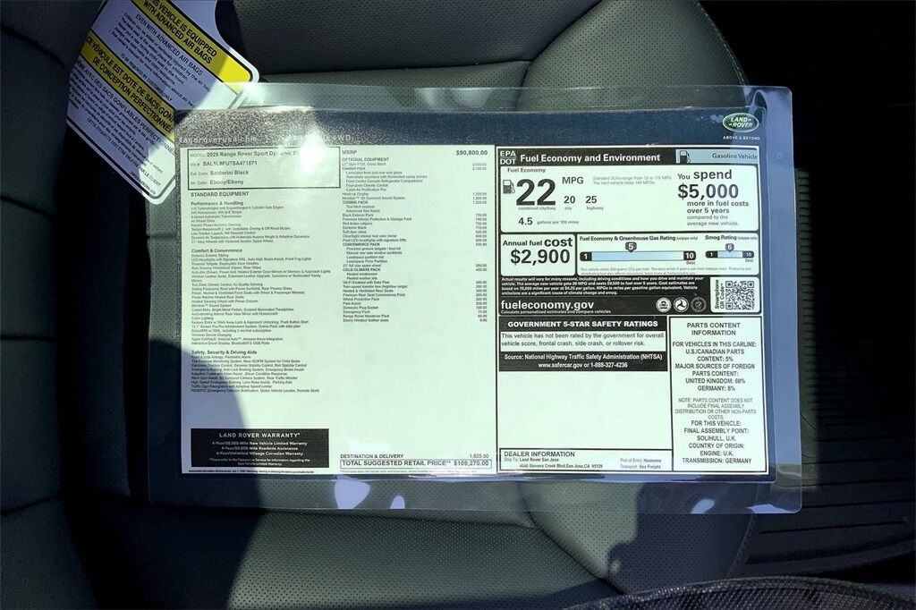 2025 Land Rover Range Rover Sport Dynamic San Jose CA