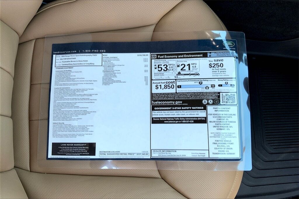 2025 Land Rover Range Rover Sport Plug-in Hybrid Autobiography San Jose CA