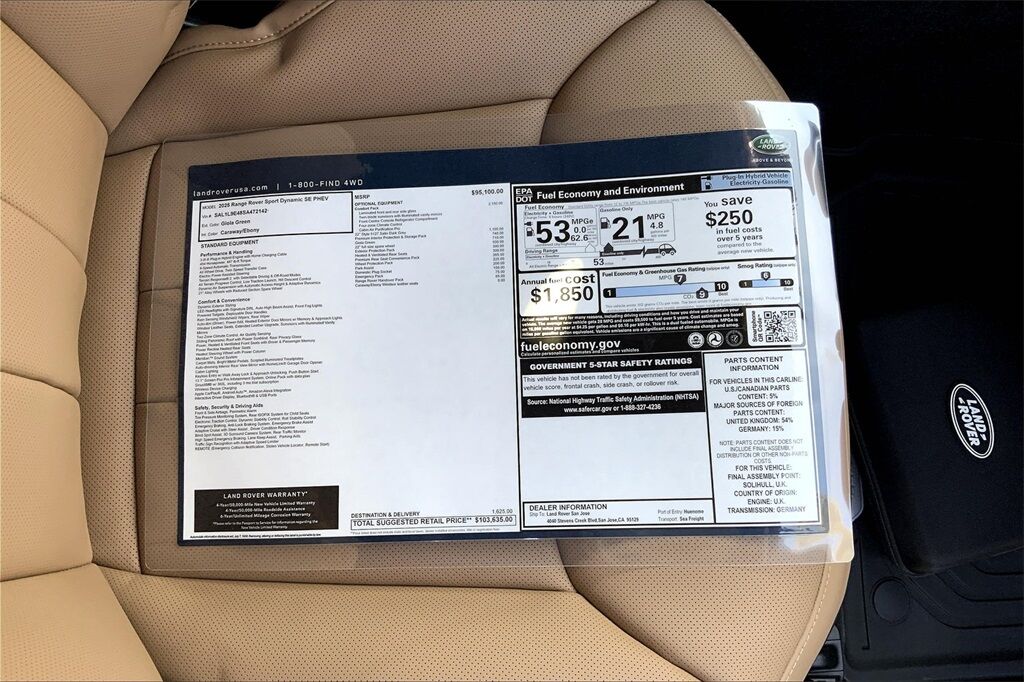 2025 Land Rover Range Rover Sport Plug-in Hybrid Dynamic SE San Jose CA