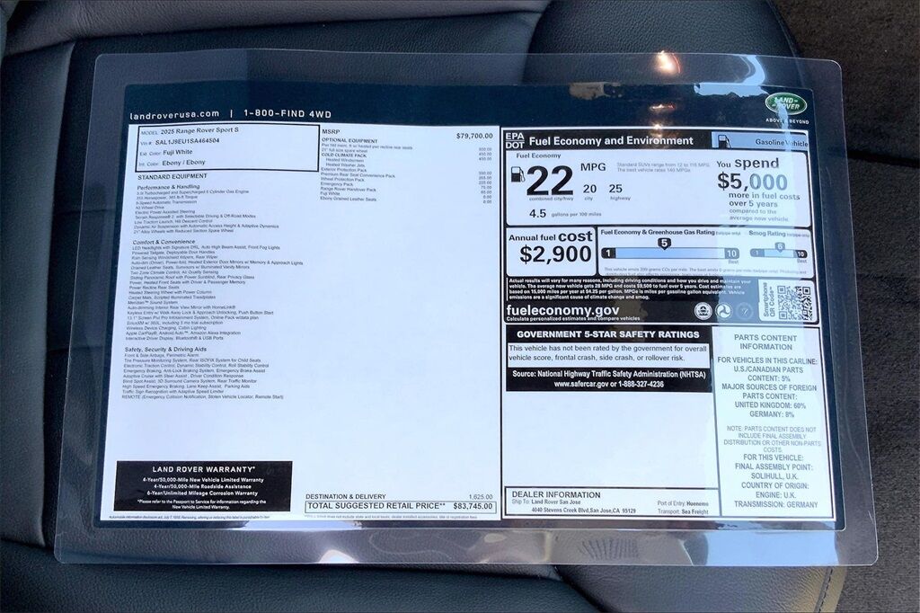 2025 Land Rover Range Rover Sport S San Jose CA