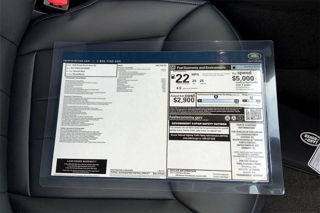 2025 Land Rover Range Rover Sport SE San Jose CA