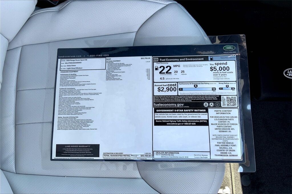 2025 Land Rover Range Rover Sport SE San Jose CA