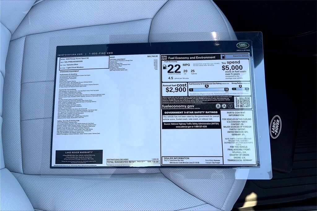 2025 Land Rover Range Rover Sport SE San Jose CA