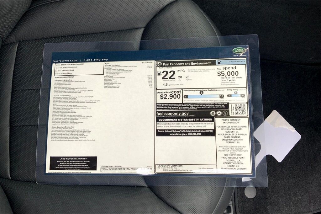 2025 Land Rover Range Rover Sport SE San Jose CA