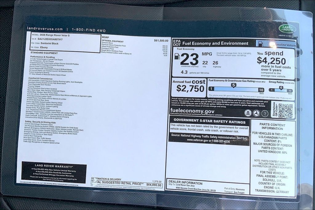 2025 Land Rover Range Rover Velar S San Jose CA