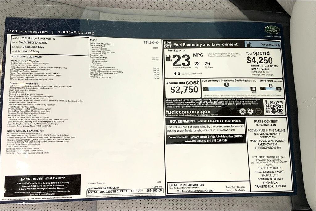 2025 Land Rover Range Rover Velar S San Jose CA