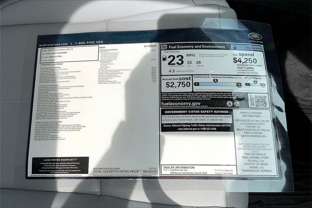 2025 Land Rover Range Rover Velar S San Jose CA