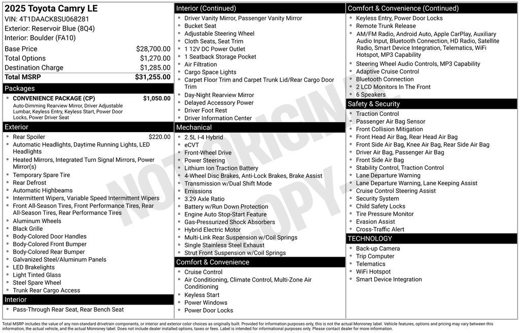 2025 Toyota Camry LE Lakeland FL