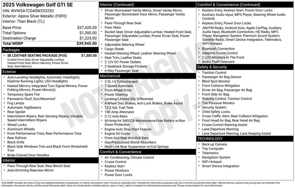 2025 Volkswagen Golf GTI 2.0T SE Lakeland FL