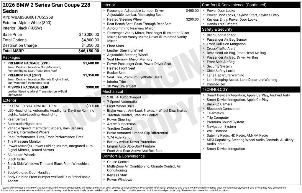 2026 BMW 2 Series 228 Gran Coupe