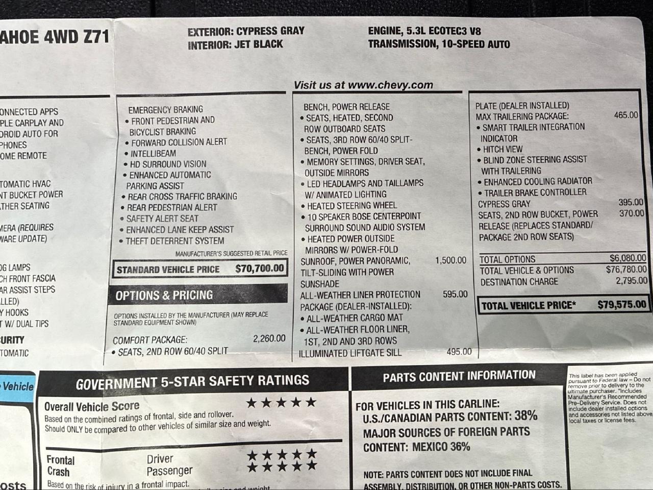 2026 Chevrolet Tahoe Z71, Comfort Pkg, Pano Roof, Buckets, All-Weather Floor Liners, Max Tow, Illuminated Liftgate Sill Houston TX 2026 Chevrolet Tahoe Z71, Comfort Pkg, Pano Roof, Buckets, All-Weather Floor Liners, Max Tow, Illuminated Liftgate Sill Houston TX