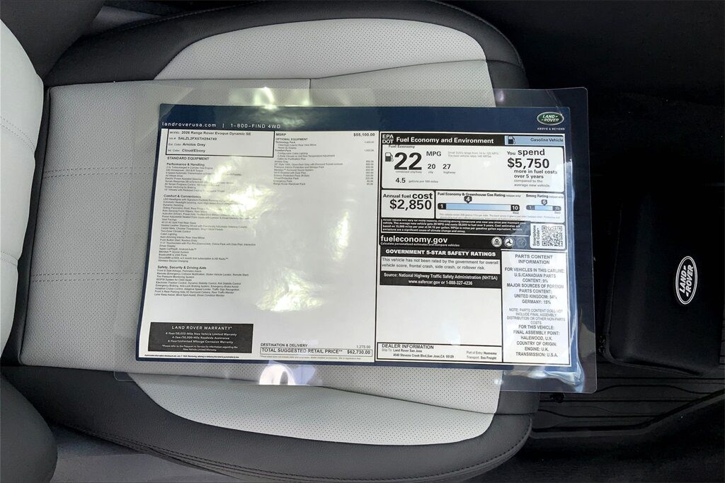 2026 Land Rover Range Rover Evoque Dynamic San Jose CA