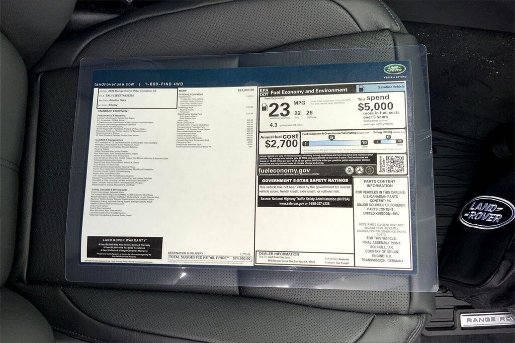 2026 Land Rover Range Rover Velar Dynamic SE San Jose CA