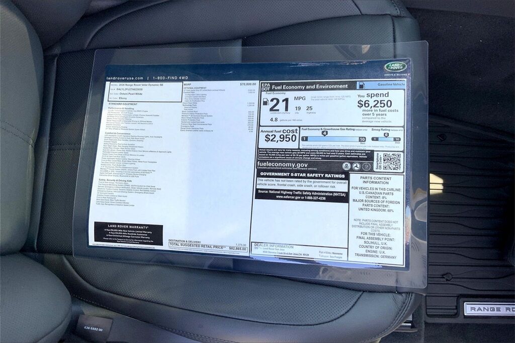 2026 Land Rover Range Rover Velar Dynamic SE San Jose CA