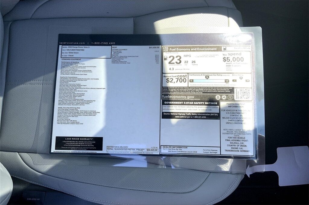 2026 Land Rover Range Rover Velar S San Jose CA