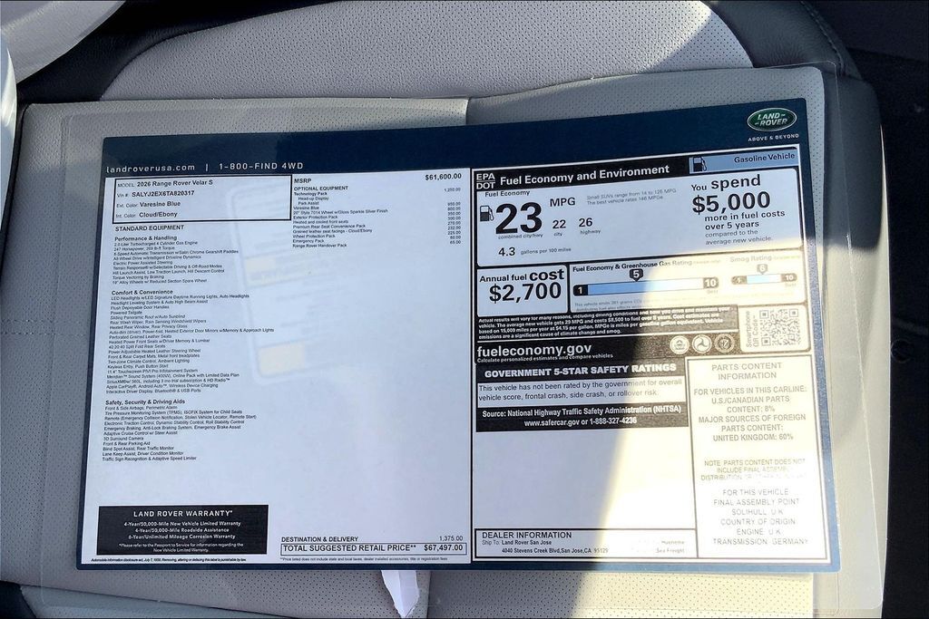 2026 Land Rover Range Rover Velar S San Jose CA