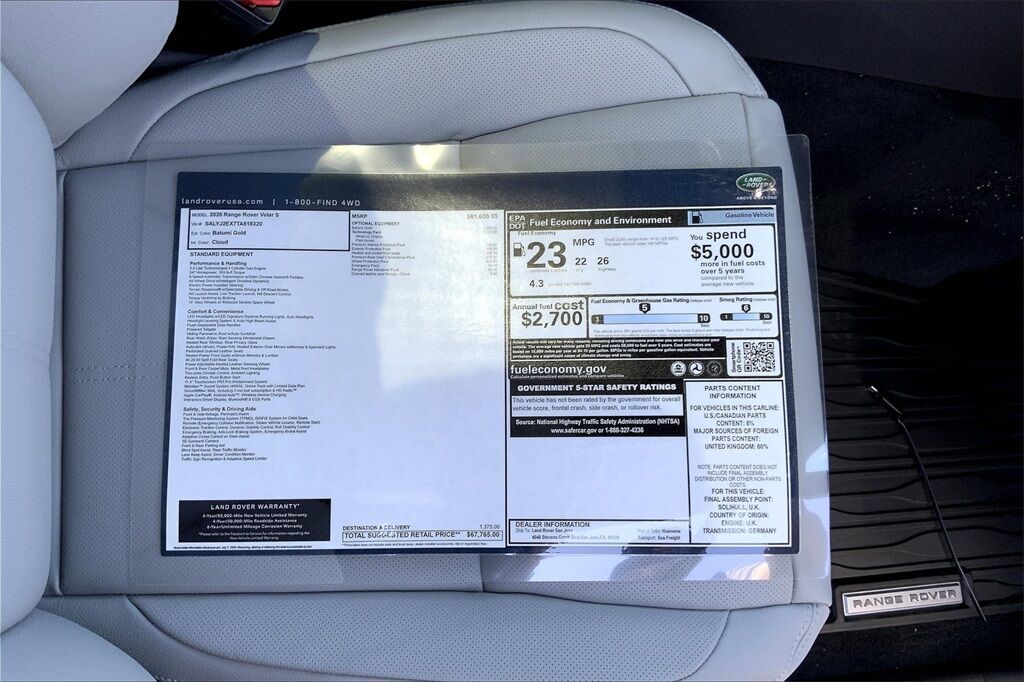 2026 Land Rover Range Rover Velar S San Jose CA